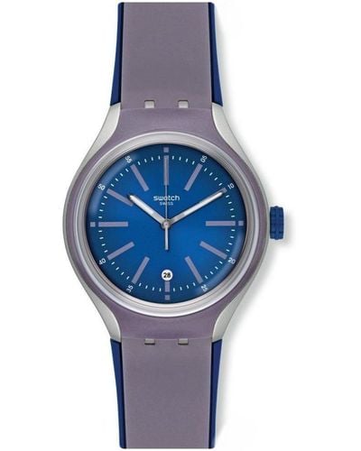 Swatch Digital Quarz Uhr mit Silikon Armband YES4014 - Blau