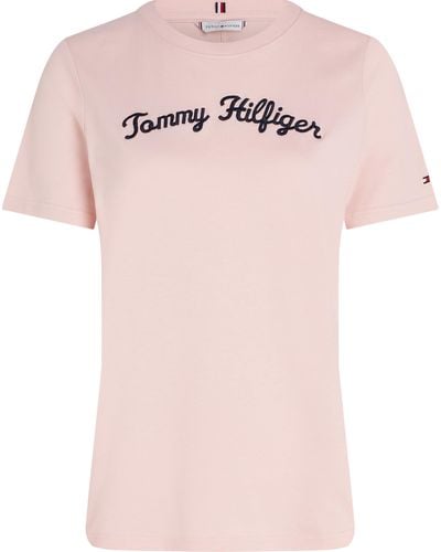 Tommy Hilfiger Reg Script C-nk Ss Ww0ww42589 S/s T-shirt - Pink