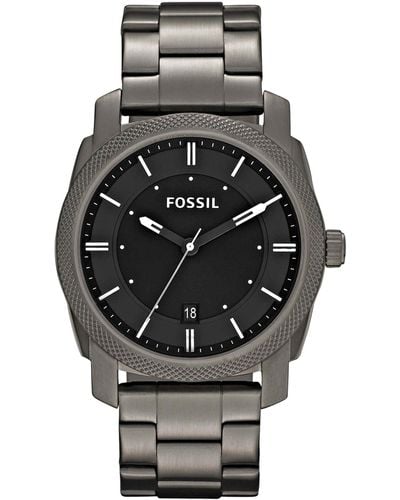 Fossil Machine Fs4774 Gray Stainless-steel Quartz Watch With Black Dial - Multicolor