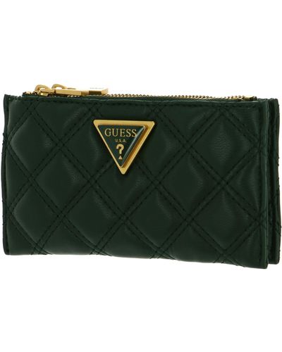 Guess Giully Slg Double Zip Coin Purse Forest - Groen