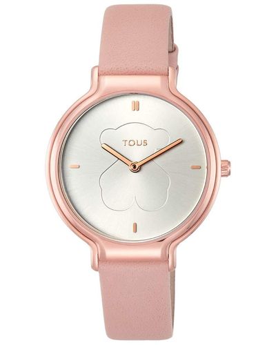 Tous Real Bear Watch 900350360 Woman Pink Leather - Roze