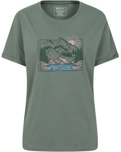 Mountain Warehouse Printed Wms Photo Scene Organic Loose Fit T-shirt Khaki 20 - Green