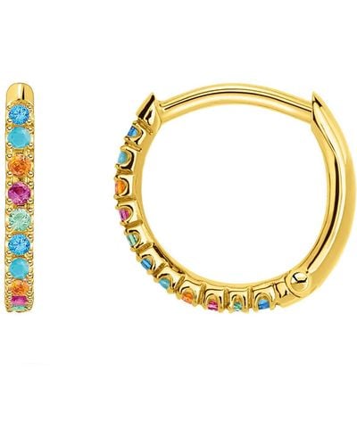 Thomas Sabo Single Hoop Earrings Coloured Stones Gold 925 Sterling Silver Clip Closure - Metallic