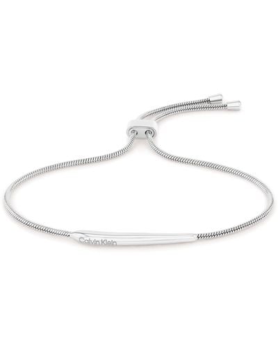 Calvin Klein Women's Elongated Drops Collection Chain Bracelet Stainless Steel - 35000341 - White