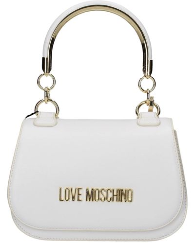 Love Moschino Borsa a mano con placca logo - Bianco