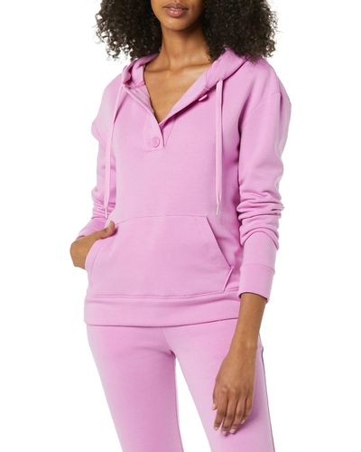 Amazon Essentials Fleece Long-sleeved Henley Hoodie - Pink