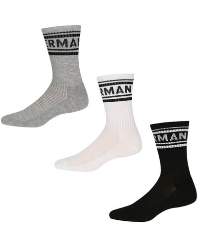 Ben Sherman S Thick Crew Sport Socks in Multi with Colour Print Authentic Branding-Multipack of 3 - Noir