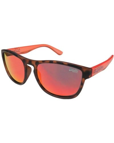 Superdry Braun melierte Sonnenbrille aus Kunststoff mit rot orangen verspiegelten Glässern - modell - 100% UVA & UVB - Schwarz