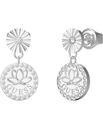 Guess Lotus Lotus Flower Pendant Earrings Jube01344jwrht-u/jube01344jwygt-u - White