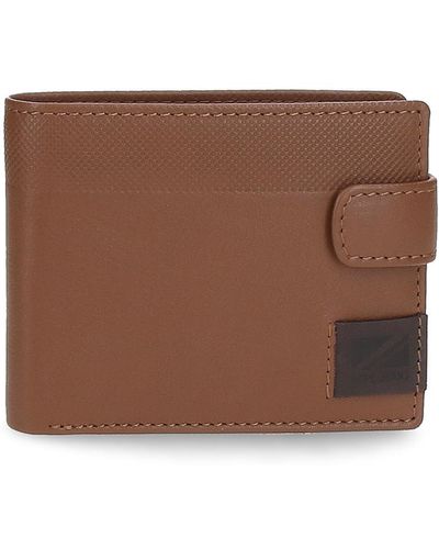Pepe Jeans Topper Horizontal Wallet With Click Closure Brown 11 X 8.5 X 1 Cm Leather