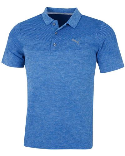 PUMA Golf Evoknit Seamless Polo Shirt Männer Polohemd Golfshirt blau Größe XS