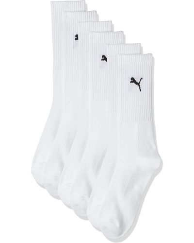 PUMA Lot de 6 paires de chaussettes de sport unisexe Crew Socks avec éponge Blanc 39-42