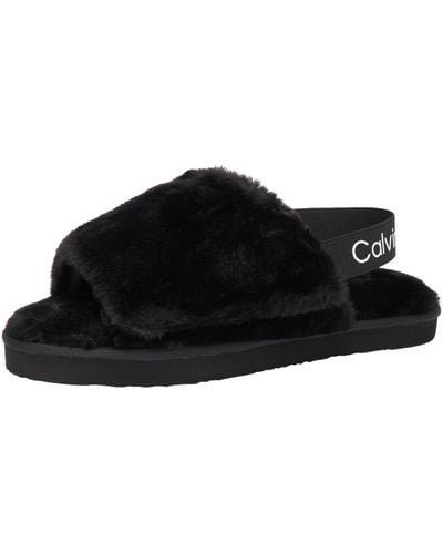 Calvin Klein Vrouwen Thuis Velcro Oppervlakken Slippers - Zwart