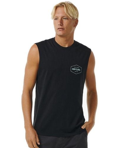 Rip Curl Stapler Muscle Vest T Shirt Black