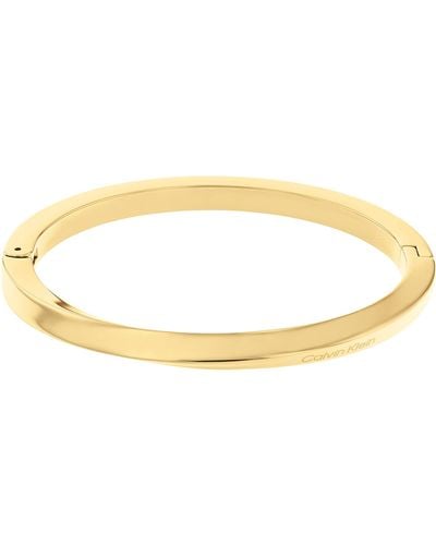 Calvin Klein Jewelry Ionic Plated Thin Gold Steel Hinge Bangle - Black