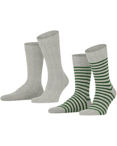 Esprit Fine Stripe 2-Pack Biologische Baumwolle dünn Gemustert 2 Paar Socken - Mehrfarbig