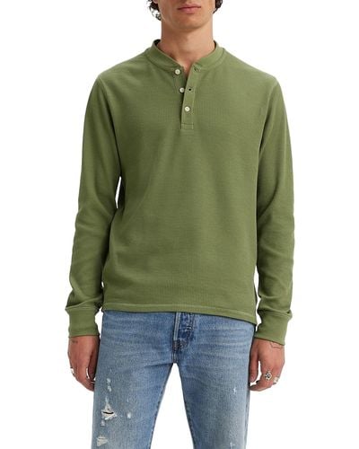 Levi's LS Thermal 3 Bttn Henley No gráficos - Verde