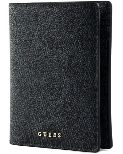 Guess Passport Case Coal Logo - Zwart