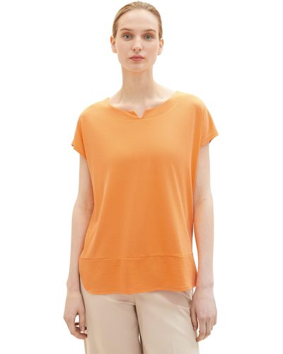 Tom Tailor T-Shirt aus Viskose im Blusen-Style - Orange