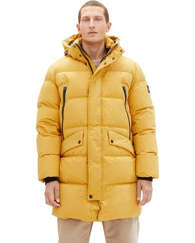 Tom Tailor 1037357 Recycled Down Puffer-Parka mit Abnehmbarer Kapuze - Gelb
