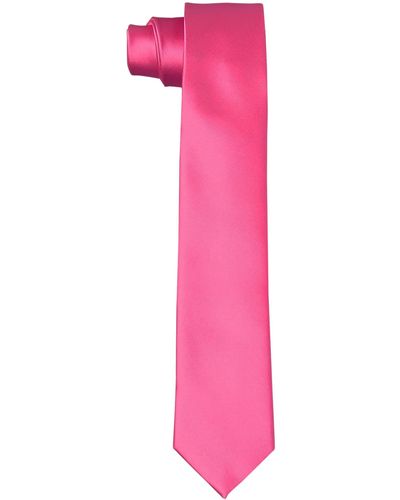 HIKARO Cravatta da uomo sottile realizzata a mano effetto seta 6 cm - Magenta - Rosa