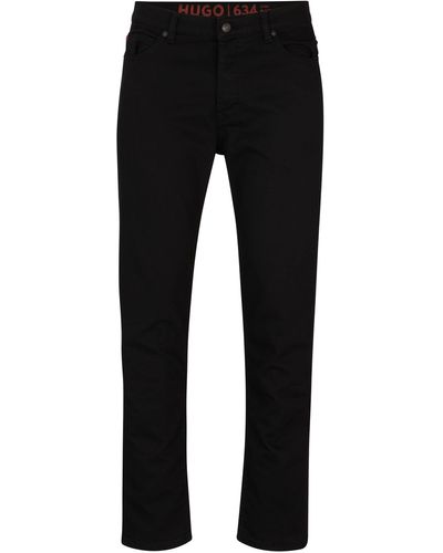 HUGO S 634 Tapered-fit Jeans In Black Comfort-stretch Denim