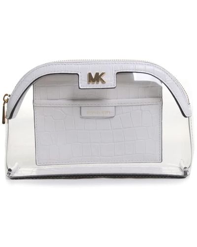 Michael Kors Michael Large Pvc And Leather Travel Pouch White One Size