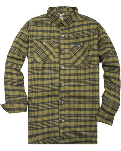 Wrangler Big And Tall Flannel Shirt For – S Button Down Plaid - Green