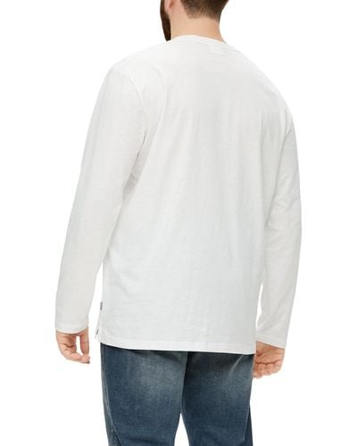 S.oliver Big Size Langarmshirt mit Flammgarnstruktur - Weiß