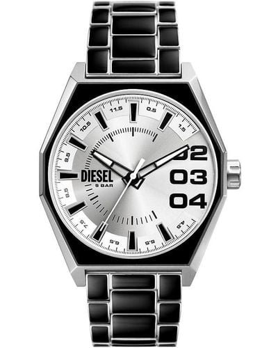 DIESEL Scraper Three-hand, Black Lacquer And Stainless Steel Watch - Metallic