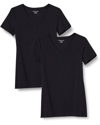 Amazon Essentials Plus Size 2-Pack Short Sleeve V-Neck T-Shirt - Nero
