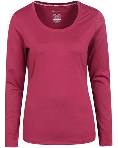 Mountain Warehouse Panna Womens Long Sleeved Top - Uv Protected, Quick Drying, Lightweight & Breathable - For Autumn, Winter, - Red