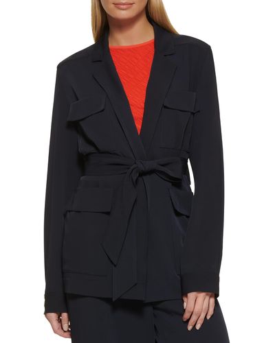 DKNY Belted Blazer Everyday Layering Jacket - Black