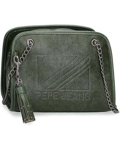 Pepe Jeans Donna Medium Shoulder Bag Green 24 X 17.5 X 12 Cm Synthetic Leather