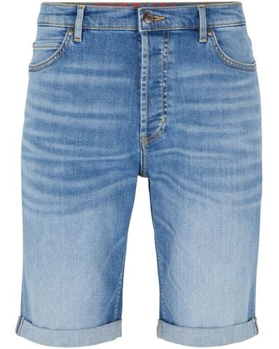 HUGO S 634/s Tapered-fit Shorts In Blue Comfort-stretch Denim