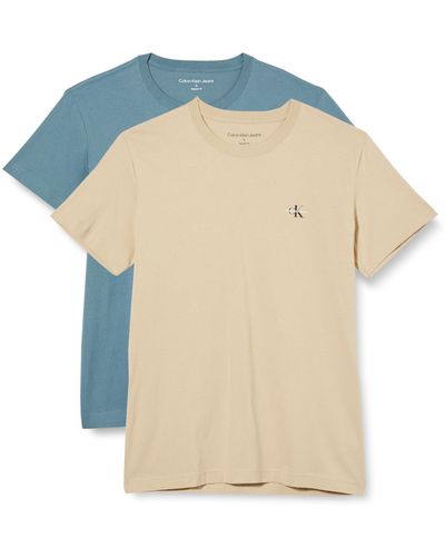 Calvin Klein T-Shirts Kurzarm 2 Pack Monologo T-Shirt Rundhalsausschnitt - Blau