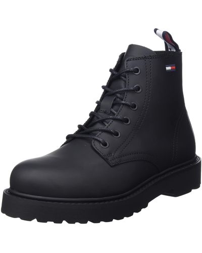 Tommy Hilfiger Short Lace UP Leather Boot - Nero