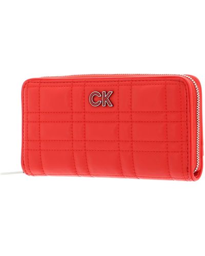 Calvin Klein Re-Lock Quilt Z/A Wallet Lg Geldbörsen - Rot