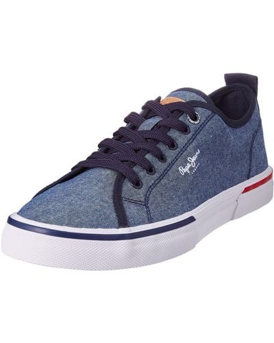 Pepe Jeans London Kenton SMART 22 Chambray Sneaker - Blau