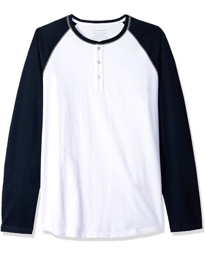 Amazon Essentials , -Henley-Langarmshirt, normale Passform, Weiß - Mehrfarbig