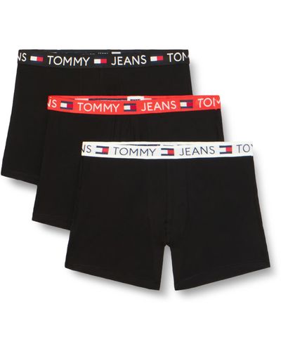 Tommy Hilfiger Pantaloncini Boxer Confezione da 3 Uomo Brief Cotone Elasticizzato - Nero