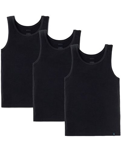 Schiesser 95/5 Unterhemd 3er Pack Black M - Blau