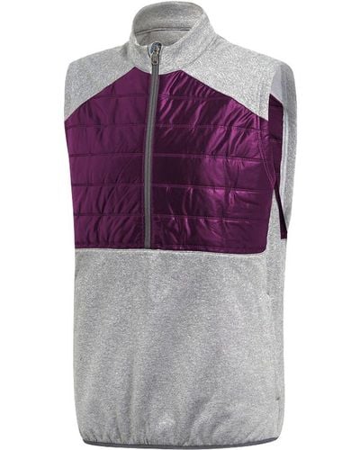 adidas Golf 2017 S 3 Stripes Climaheat Quilted 1/4 Zip Sleeveless Golf Gilet Red Midnight Small - Purple