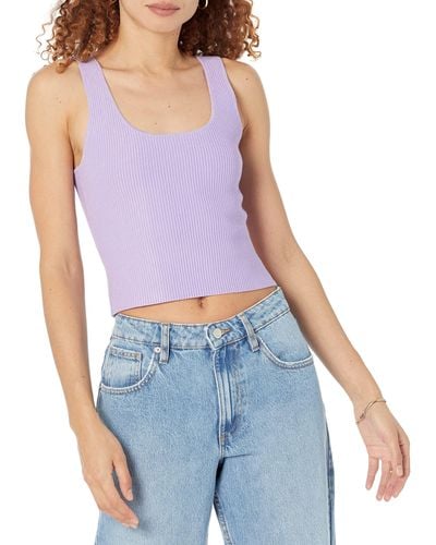 The Drop Femi Scoop-neck Ribbed Cropped Tank - Blue