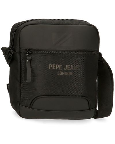 Pepe Jeans Bromley Borsa Messenger Supporto Tablet Nero 23x27x7 cms Poliestere