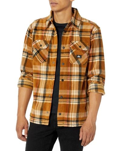 Quiksilver Flannel Woven Top Button Down Shirt - Brown