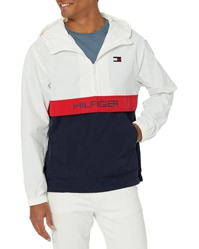 Tommy Hilfiger Lightweight Taslan Hooded Popover Windbreaker Jacket Outerwear - Multicolour