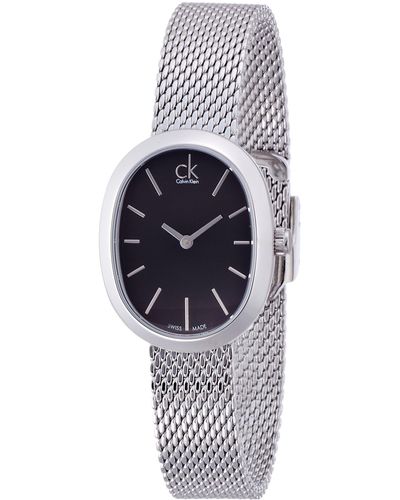 Calvin Klein Analog Quarz Uhr mit Edelstahl Armband K3P23121 - Schwarz