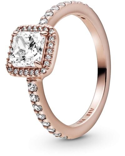 PANDORA Timeless Elegance 14-karaats Rosévergulde Ring Met Heldere Zirkoniasteentjes - Roze