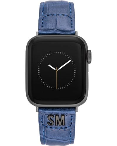 Steve Madden Fashion Croco-grain Band For Apple Watch - Black